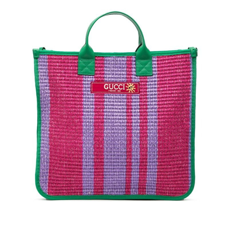 Gucci Sherry Kids Tote Purple Green Canvas