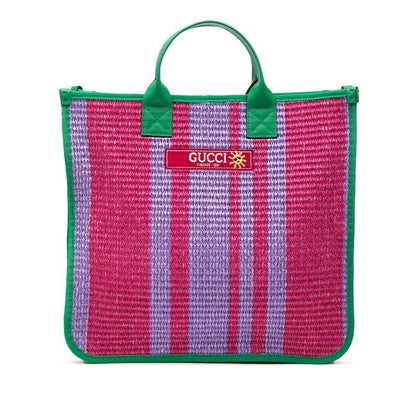 Gucci Sherry Kids Tote Purple Green Canvas