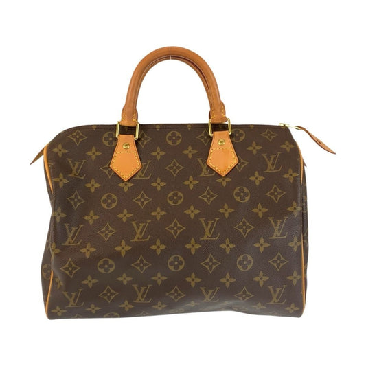 Louis Vuitton Monogram Speedy 30 Brown Gold Leather Handbag Mini