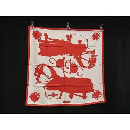 Hermes Harnais de Cour Carre 90 Silk Scarf Shawl Red White — view 2