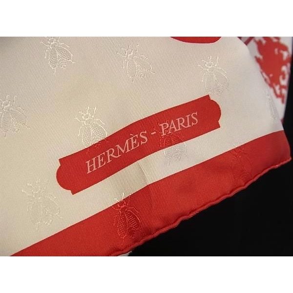 Hermes Harnais de Cour Carre 90 Silk Scarf Shawl Red White — view 6