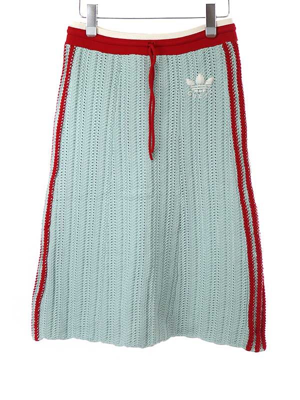 Gucci×adidas 3-Line Logo Low Gauge Knit Skirt Blue XS