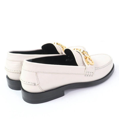 Gucci 700036 Metal Logo Leather Loafer Ivory Gold Hardware 36.5 With Box And