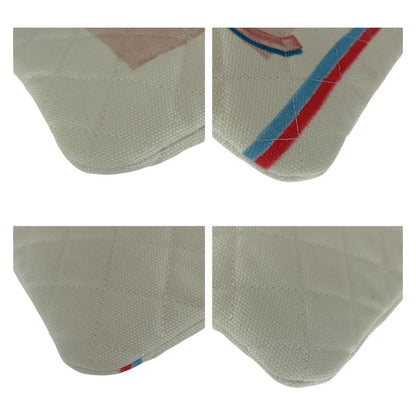 Chanel Coco Cuba Coco Mark White Multicolor Silver Hardware Canvas Clutch Bag