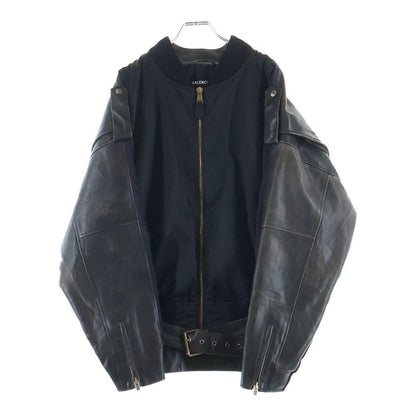 Balenciaga Sleeve Leather Cut Replacement Nylon Bomber Jacket Black