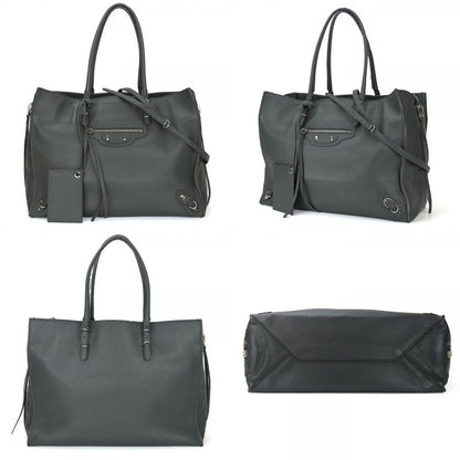 Balenciaga Tote Bag Paper 432596 Calf Gray Silver Hardware 2WAY Shoulder Usual
