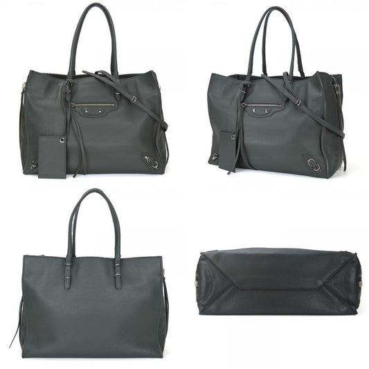 Balenciaga Tote Bag Paper 432596 Calf Gray Silver Hardware 2WAY Shoulder Usual