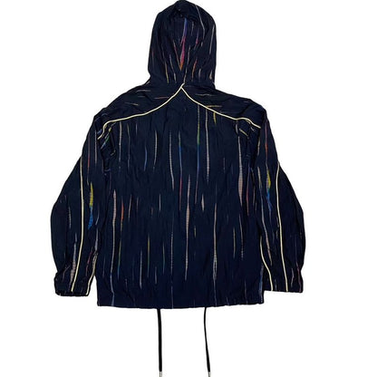 Saint Laurent Paris Striped Nylon Zip Up Hoodie Blouson Jacket 44 Womens Mens