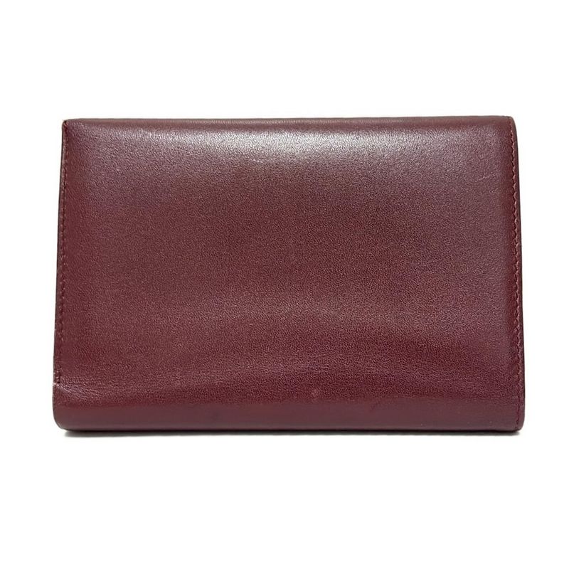 Cartier Trifold Wallet With Clasp In Bordeaux Leather