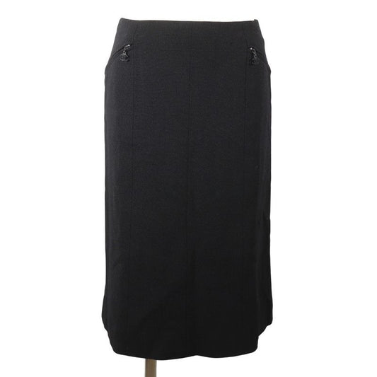 Chanel Coco Mark Wool Black Skirt