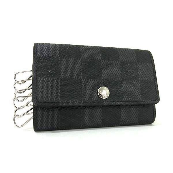 Louis Vuitton Key Case Multicles 6 Black Damier Graphite Canvas Leather 6 Rows