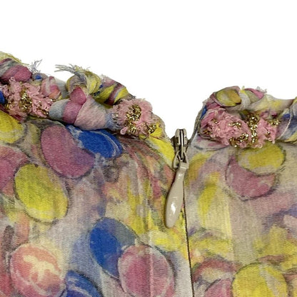Chanel Dress Size 36 S Ladies - P40222 Pink X Yellow X Multi Short Sleeves Knee