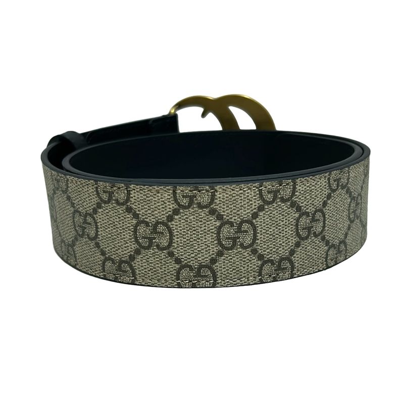Gucci Belt 75-30 GG Marmont/gg Plus/gg Supreme 400593 Beige Black And Gold