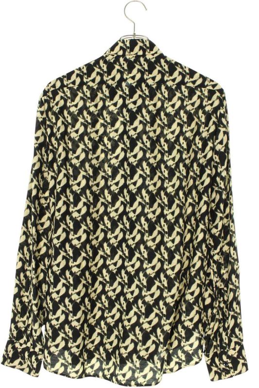 Saint Laurent Paris 646850 Y2g02 All-over Silk Blend Rayon Long Sleeve Shirt