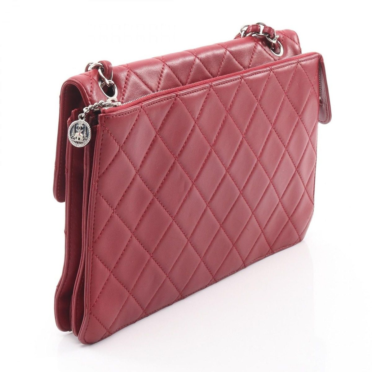 Chanel Shoulder Bag Quilted Red Lambskin 2.55 Chain — view 2