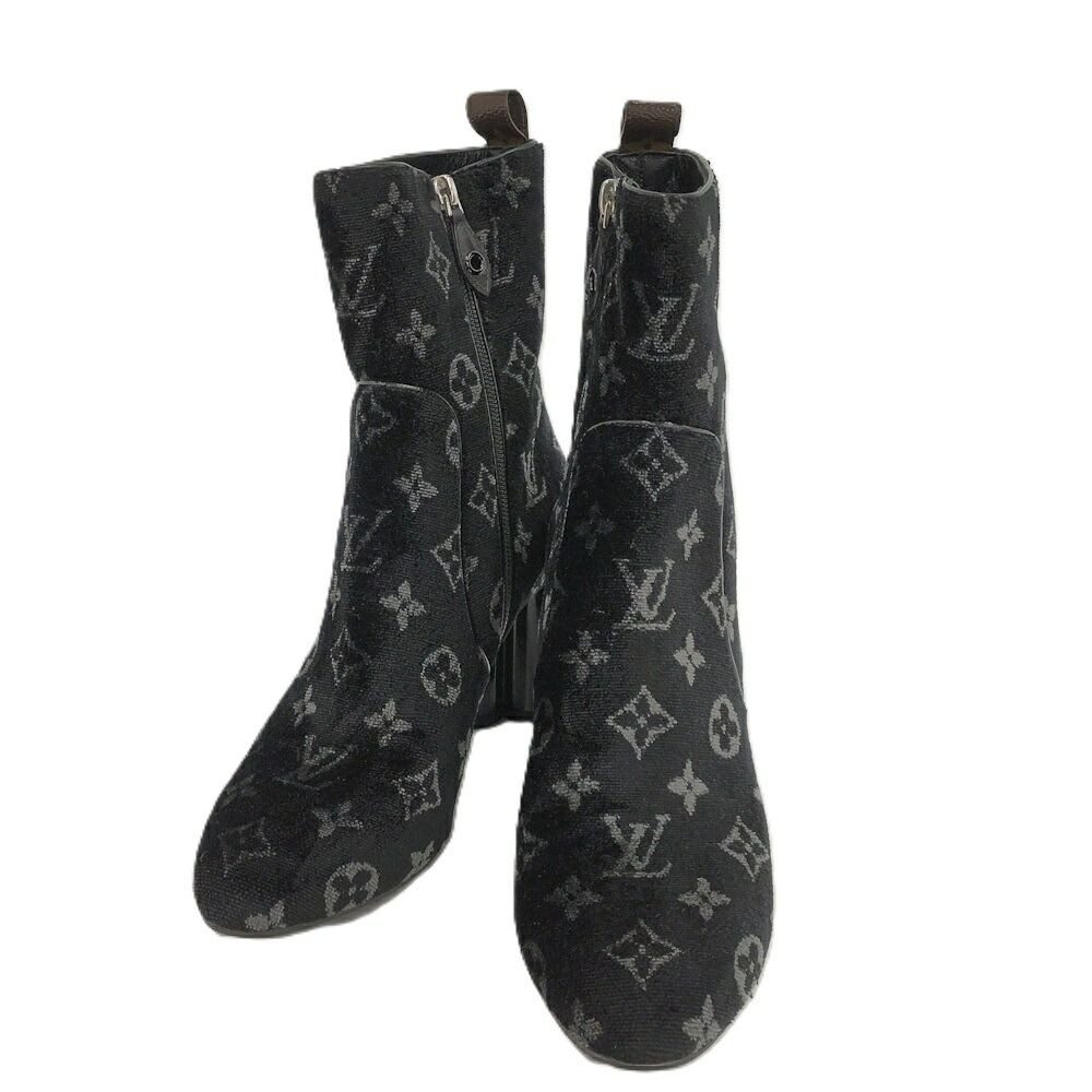 Louis Vuitton Short Boots Silhouette Line 39 Velour Black