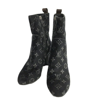 Louis Vuitton Short Boots Silhouette Line 39 Velour Black