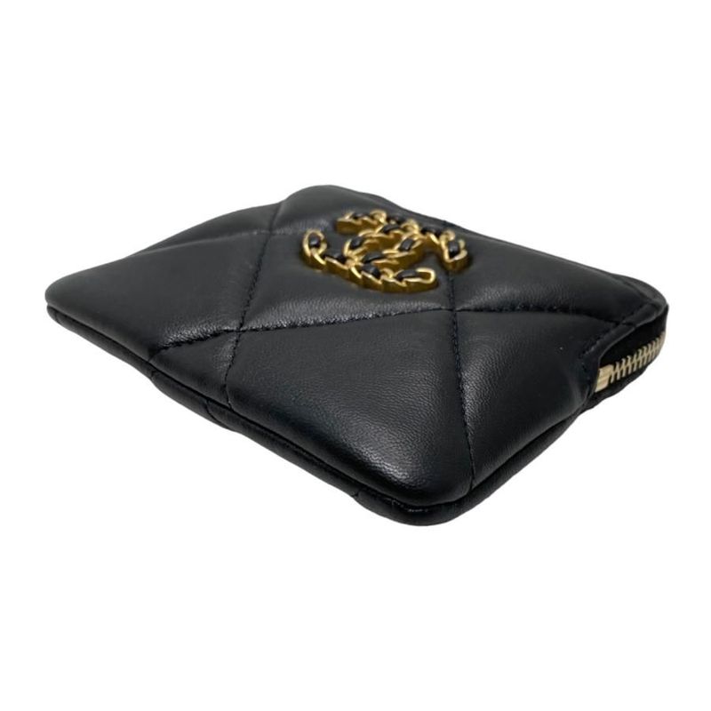 Chanel 19 Coin Case Card Case Coin Purse Ap2086 Matelasse Black Gold Chanel19