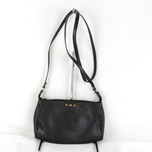Fendi Pouch Mini Shoulder Bag Leather Black High Saffiano Simple