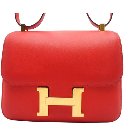 Hermes Constance 24 Vermilion Gold Tadelakt Shoulder Bag