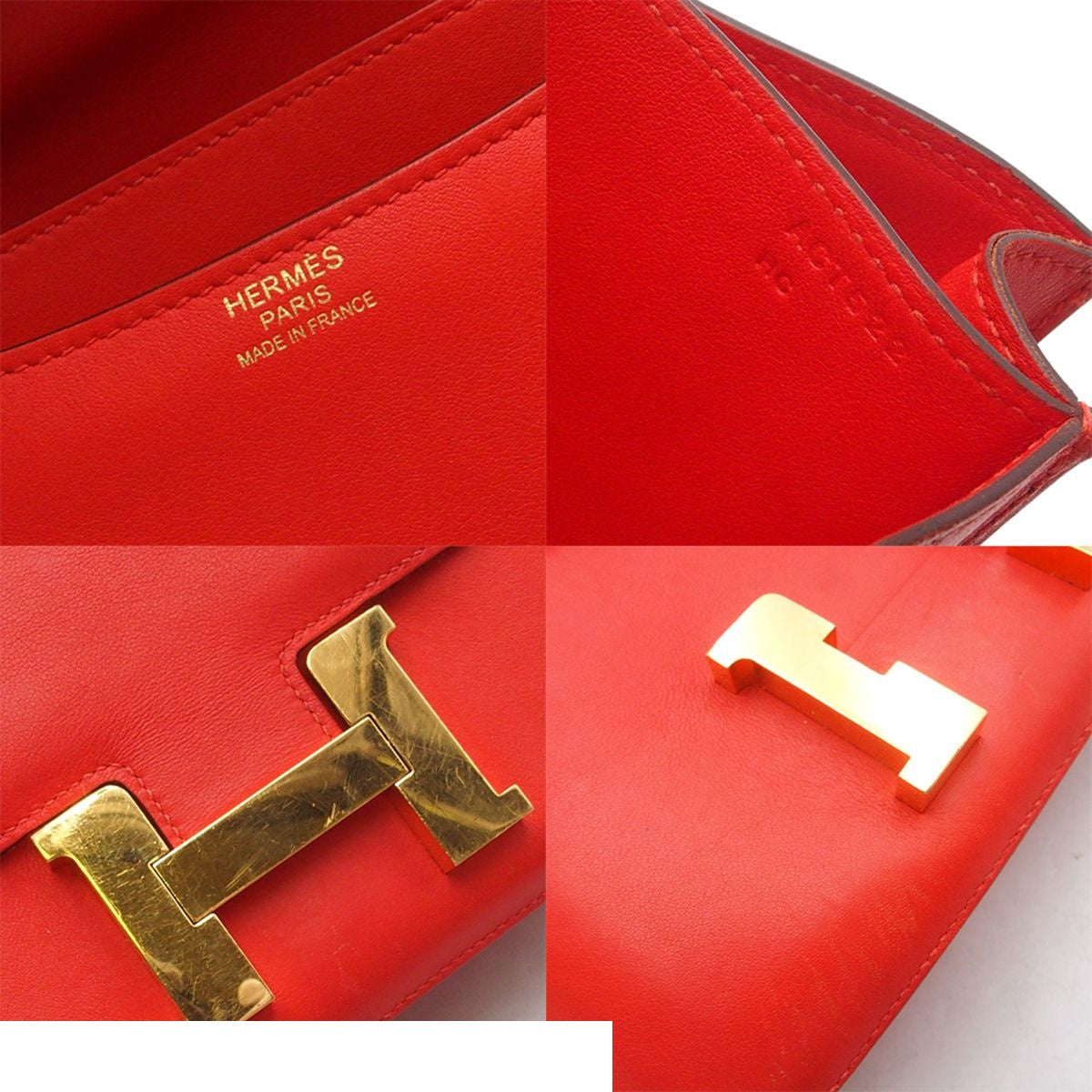 Hermes Constance 24 Vermilion Gold Tadelakt Shoulder Bag — view 6