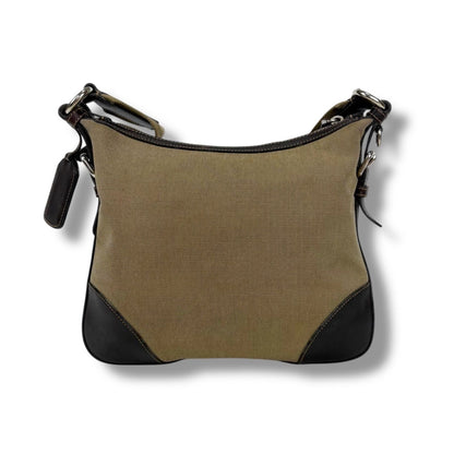 Prada Shoulder Bag with Tag Charm Logo Jacquard Canvas Beige Brown — view 4