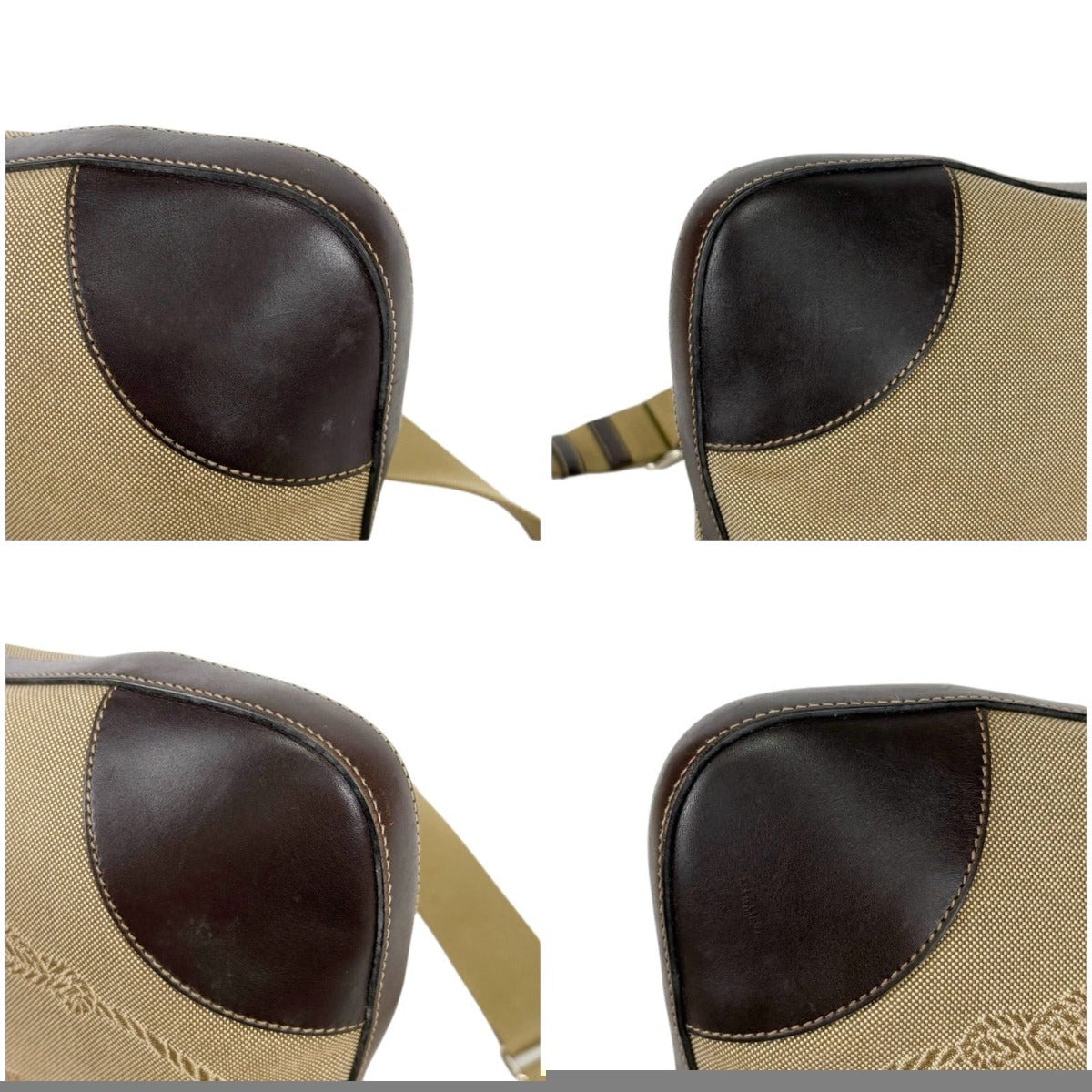 Prada Shoulder Bag with Tag Charm Logo Jacquard Canvas Beige Brown — view 6