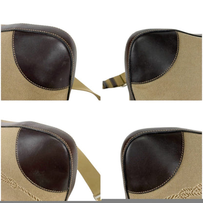Prada Shoulder Bag with Tag Charm Logo Jacquard Canvas Beige Brown — view 6