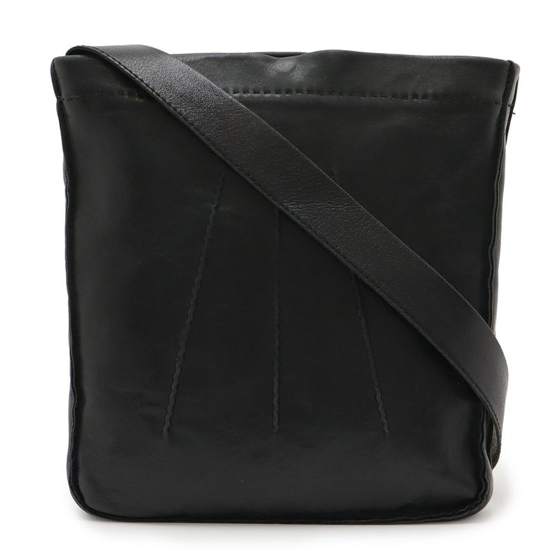 Hermes Tudu Shoulder Bag Pochette Crossbody Leather Black