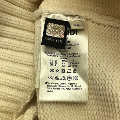 Fendi | Cotton Faux Pocket V-neck Knit | 36 | White | Women