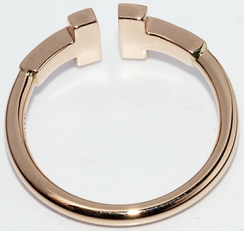 Tiffany & Co Ring 18K Pink Gold Diamond 12P (013ct) T Wire Ring