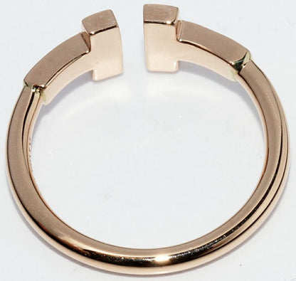 Tiffany & Co Ring 18K Pink Gold Diamond 12P (013ct) T Wire Ring