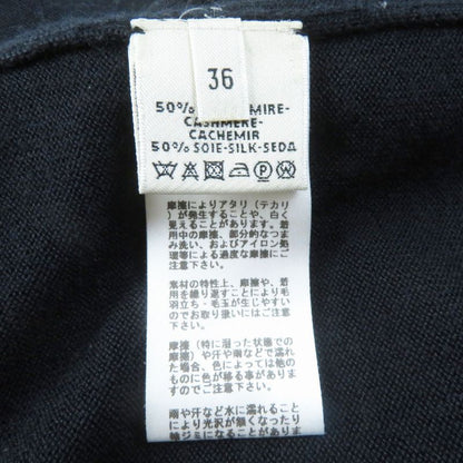 Hermes Cashmere Silk Long Sleeve Knit Cardigan With H Button Dark Navy 36 Made