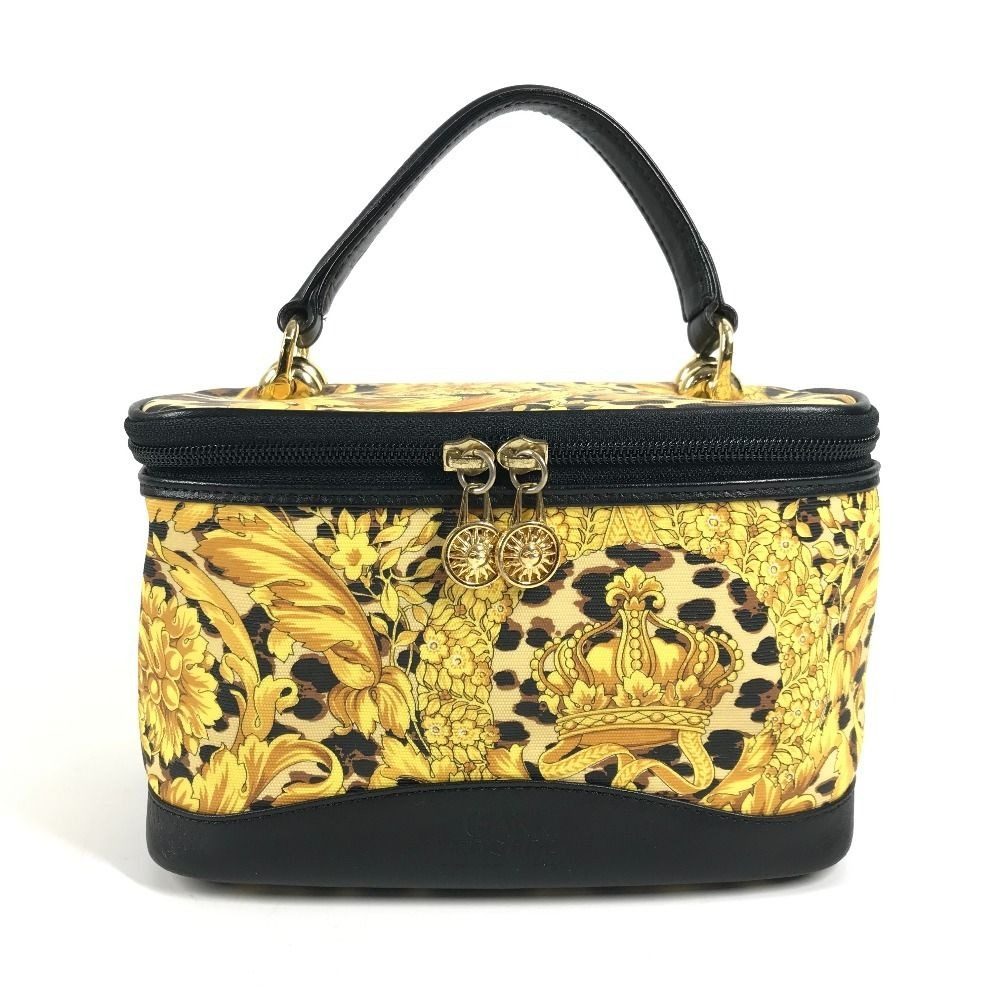 Versace Handbag Leopard Print Leather Yellow