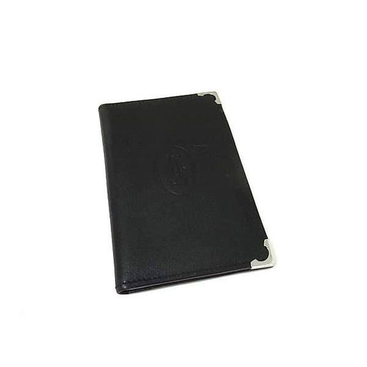 Cartier Must Have Line Leather Card Case Holder Business Black