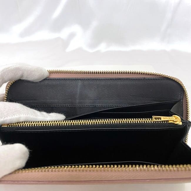 Loewe Round Zipper Long Wallet Ec22964 Beigepink Linen
