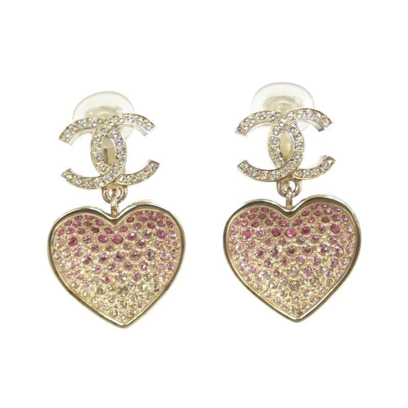 Chanel Iconic CC Pave Crystal Heart Earrings