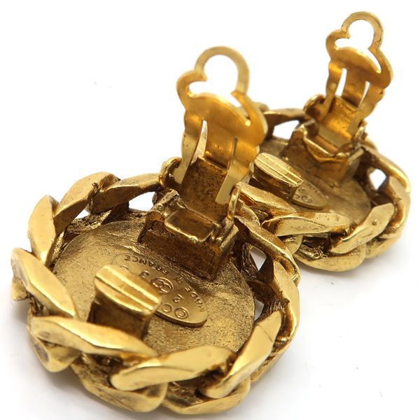 Chanel Earring Vintage GP Rhinestone Coco Mark Diameter Approx 3cm (1.18in)