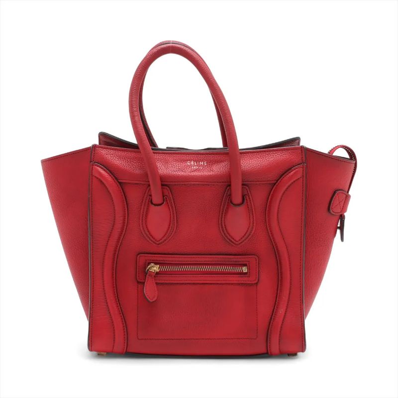 Celine Luggage Micro Shopper Leather Handbag Tote Women's EEE Cw67-1