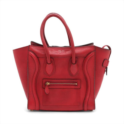 Celine Luggage Micro Shopper Leather Handbag Tote Women's EEE Cw67-1