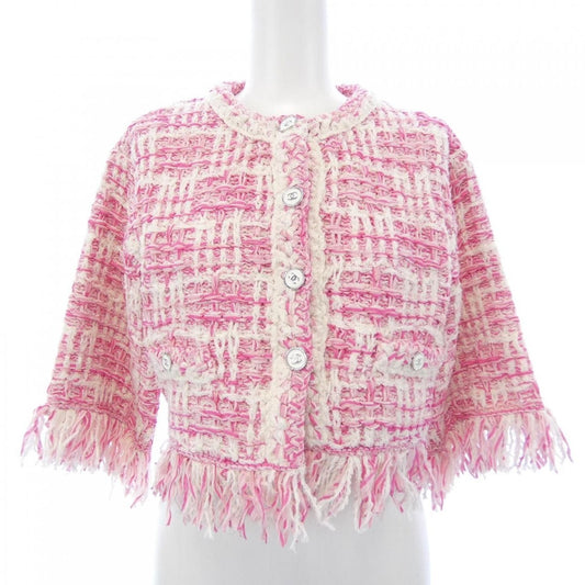 Chanel Tweed Runway Collarless Jacket Pink 34
