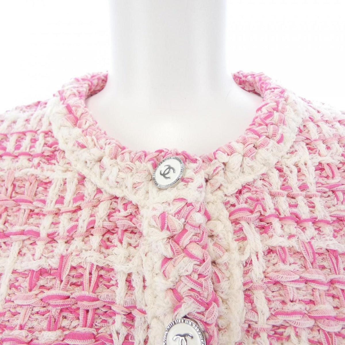 Chanel Tweed Runway Collarless Jacket Pink 34 — view 6