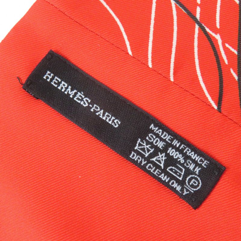 Hermes 100% Silk Snood Scarf Neck Warmer Orange White Black With Box Made In