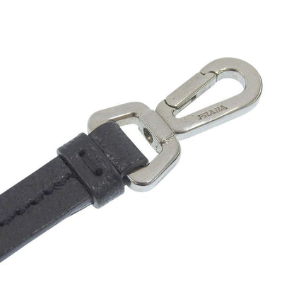 Prada Current Logo Signature Logo Silver Hook Leather Cord Key Ring Holder