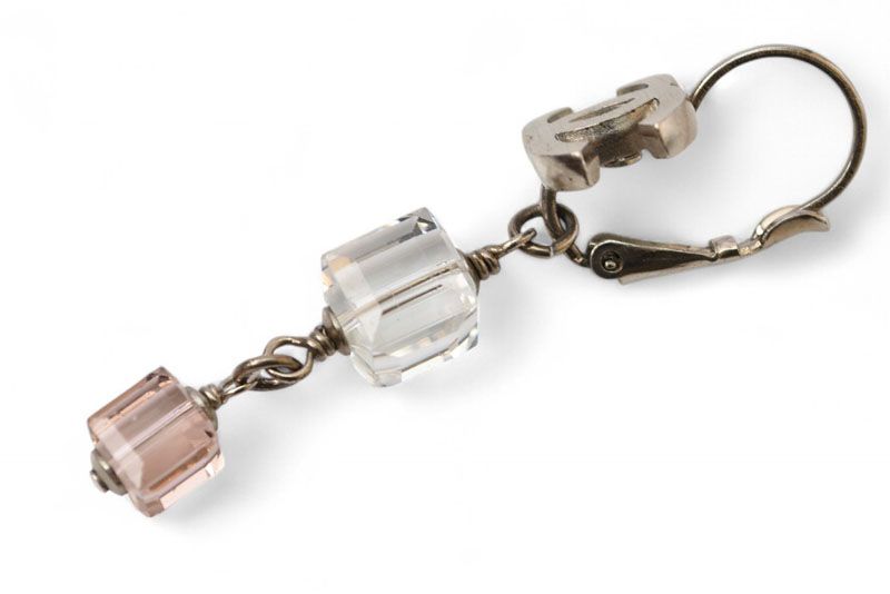 Chanel Earrings Chanel Accessories CC Logo Clear Pink Cube 08P Silver