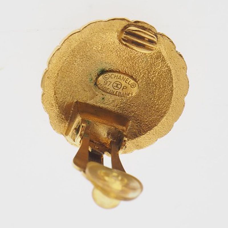 Chanel Coco Mark Vintage Gold Plated 97P Ladies 14.6g Earrings
