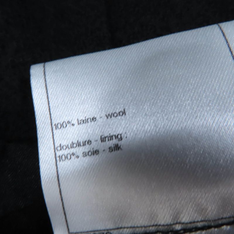 CHANEL P46375v32805 100% Wool Lion Button Long Length Coat Black 36 Made In