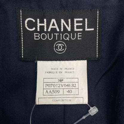 Chanel 96P Coco Button Setup Jacket Dress Wool Navy Size 40