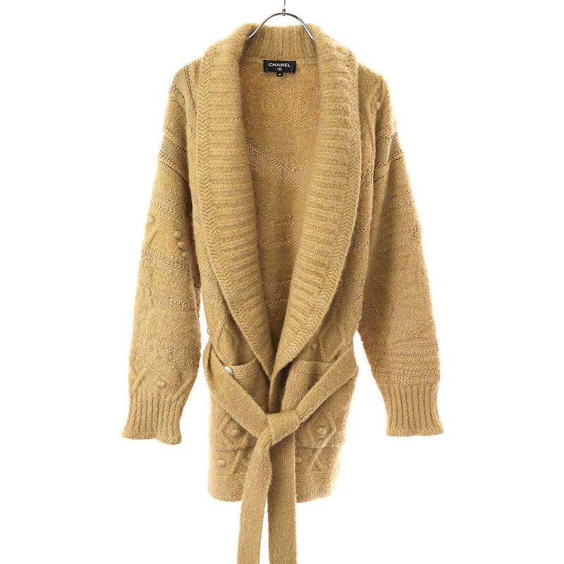 Chanel Shawl Collar Cashmere Gown Cardigan P74524k10901 Camel 36