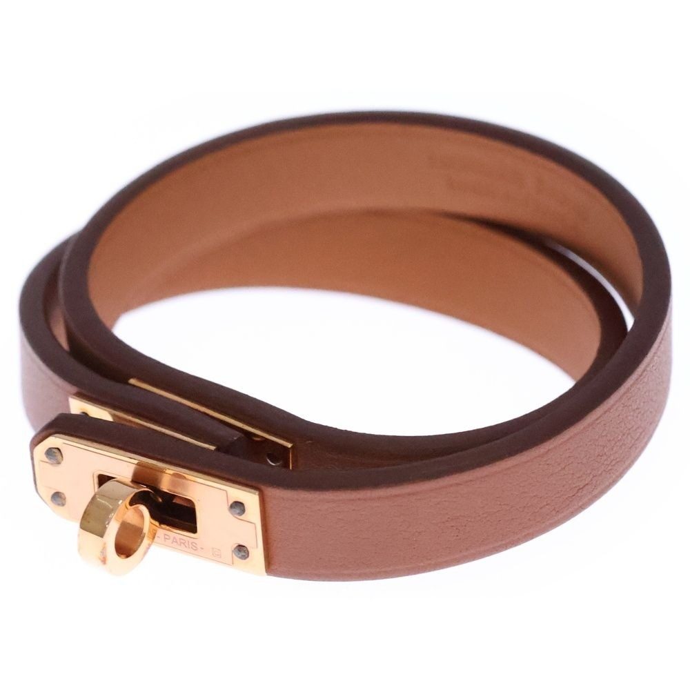 Hermes Mini Kelly Double Tour Leather Bracelet Brown